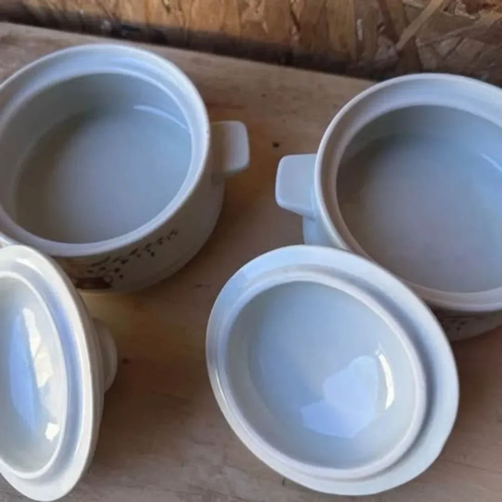 Pair Of  Covered Casserole Dishes from the JMP Countryside Stoneware Collection